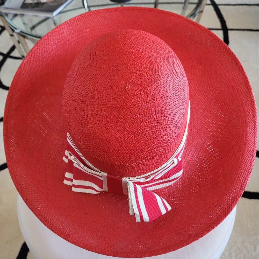 Toucan Red Sun Hat w/Red & White Ribbon